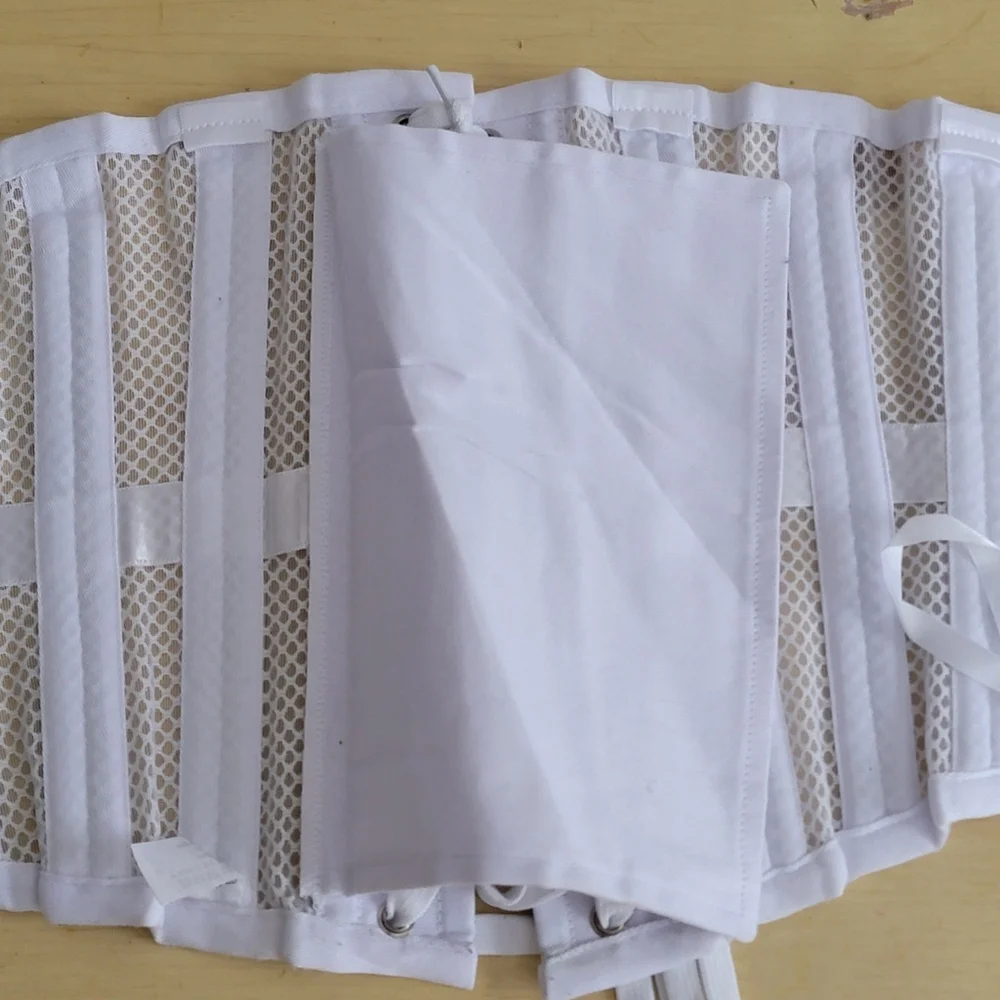 Vintage Mesh Boned Corsette Lace Up Waist Trainer Support Cosplay White Small
